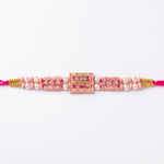 Traditional Devotional Square Krishna Name Charm Stone Rakhi