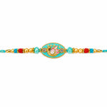 Traditional Turquoise Oval Swan Charm Stone Designer Rakhi