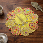 Size 2 3D Floral Accents & Pearl Work Laddu Gopal Dress