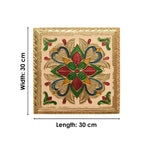 Elegantly Crafted Wooden Chowki with Enchanting Meenakari and Floral Embellishments