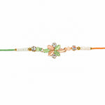 Elegant Pastel Crystal Floral Center Piece Designer Rakhi