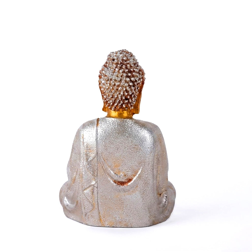Meditating Gold & Silver Buddha Resin Statue