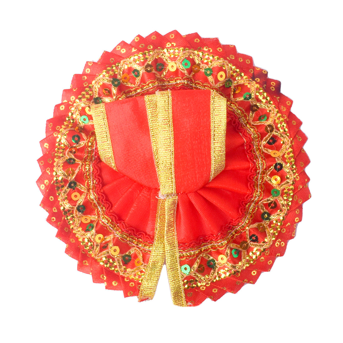 Radiant Crimson Red Laddu Gopal Dress with Golden Border