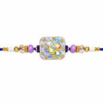 Elegant Pastel Blue and Lavender Square Enamel Dial Rakhi