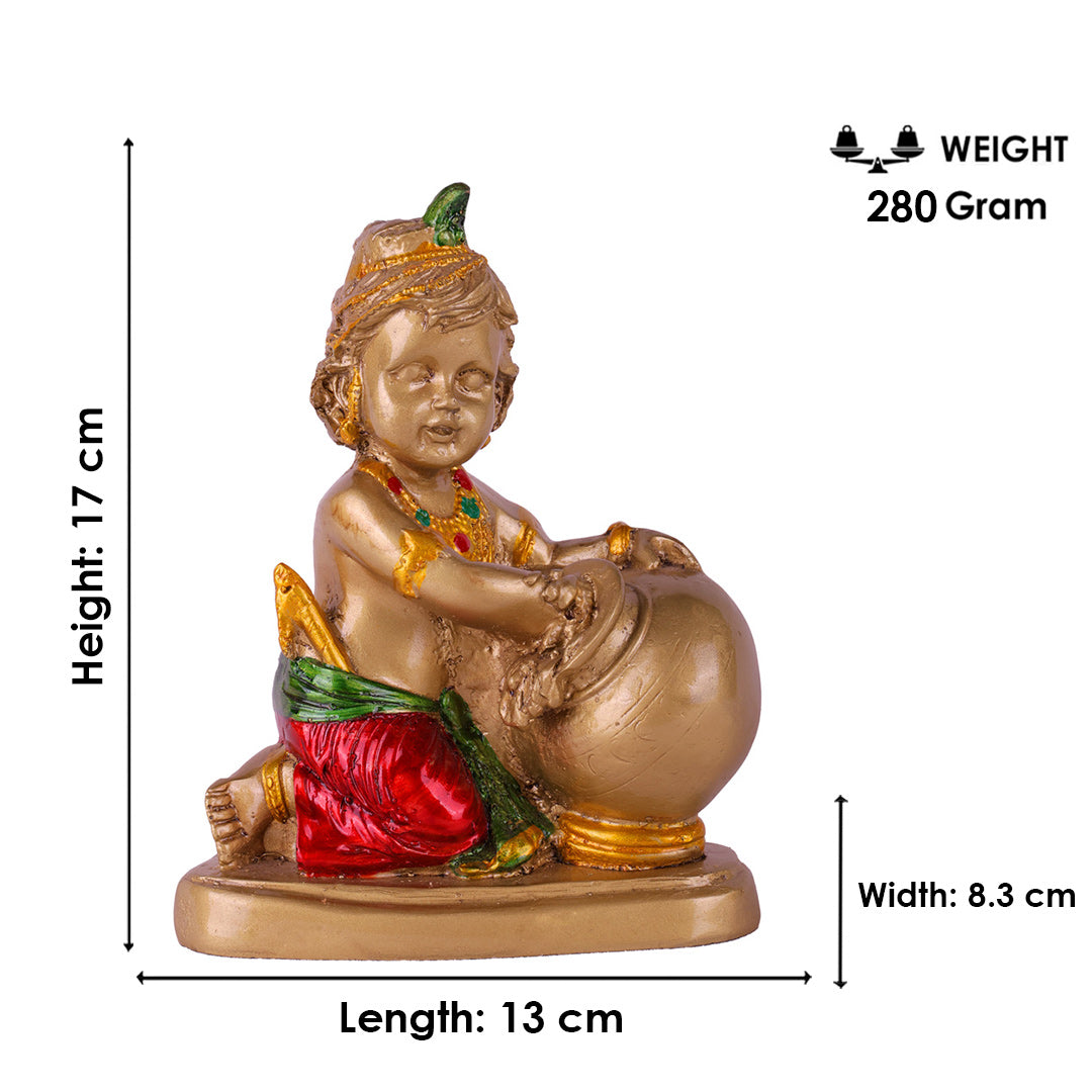 Premium Gold Crimson & Emerald Laddu Gopal Resin Statue