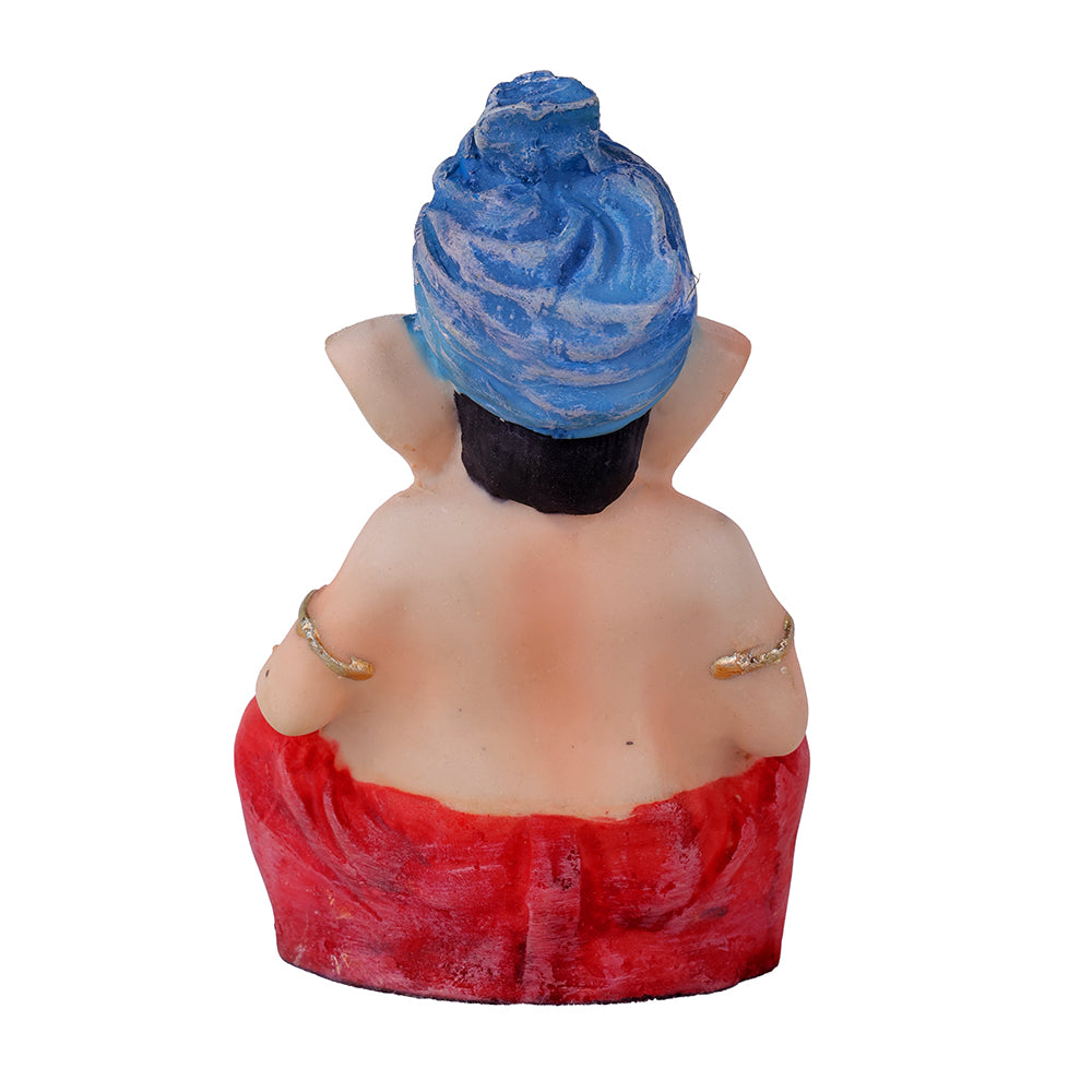 Hand-Painted Blue Turban Resin Ganesh Statue