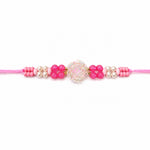 Aesthetic Clear Glass Rose Charm Beaded Designer Rakhi
