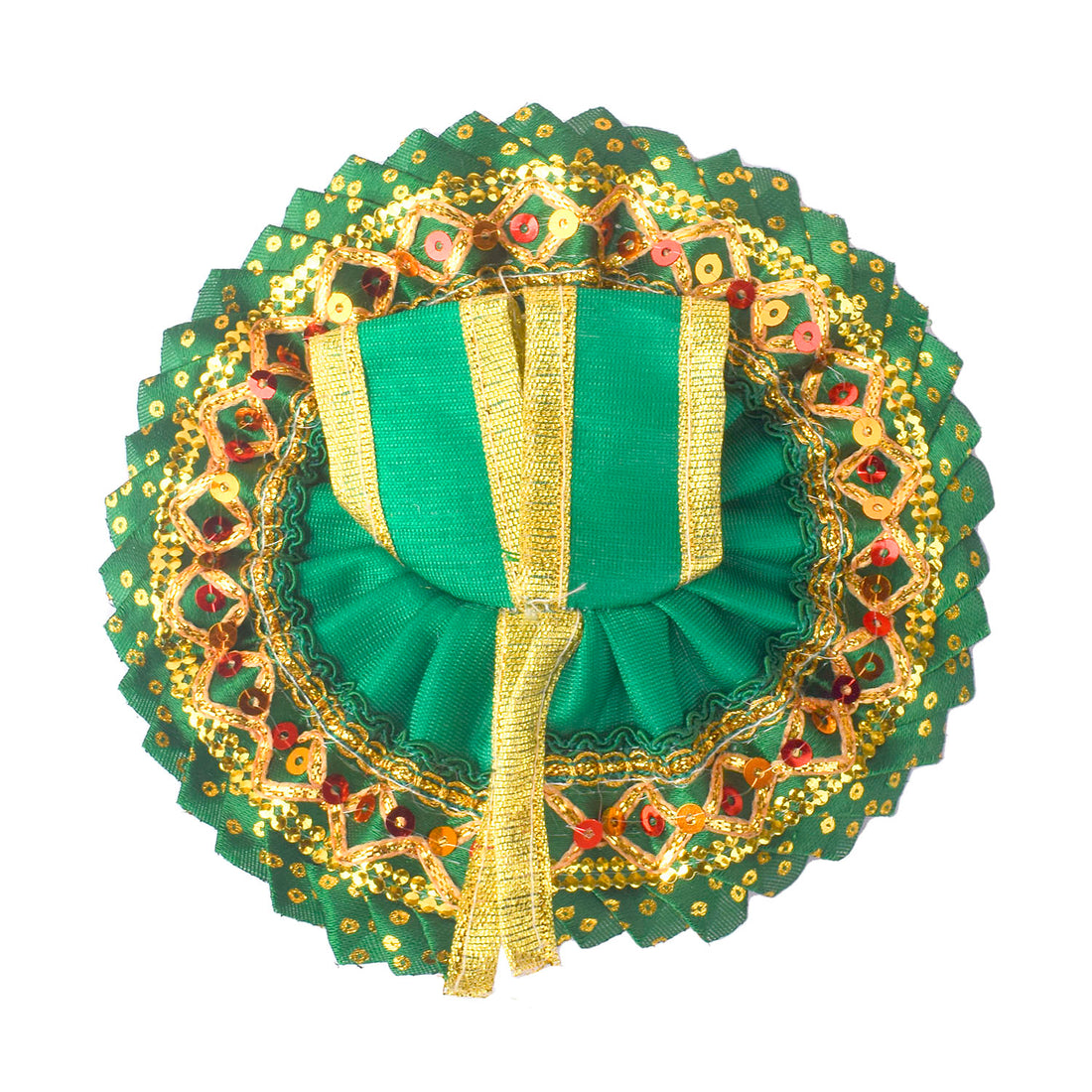 Size -1 Vibrant Green Laddu Gopal Dress with Golden Lattice Border