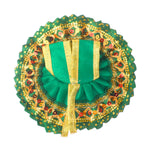 Size -1 Vibrant Green Laddu Gopal Dress with Golden Lattice Border