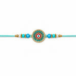 Protection Evil Eye Centerpiece Turquoise Beaded Rakhi