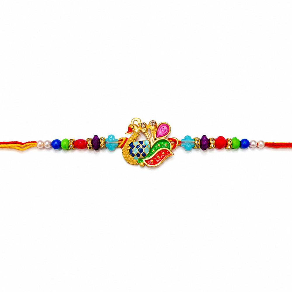 Traditional Colorful Peacock Charm Designer Rakhi