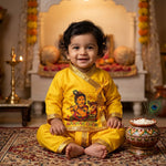 Size 1 Makhan Chor Yellow Krishna Dress with Golden Border