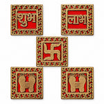 Red & Golden Bordered Shubh Labh Charan Paduka Set of 5