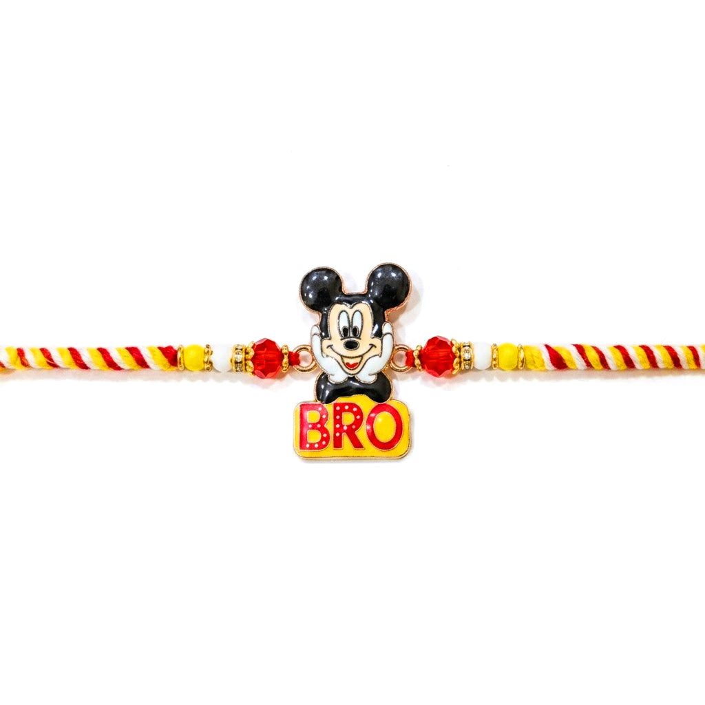 Playful Mickey Mouse BRO Sign Kids Rakhi