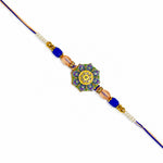 Mandala Floral Medallion Peach Oval Gem Rakhi