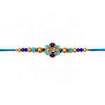 Handcrafted Floral Blue Meenakari and Beaded Rakhi