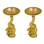 Multicolor Elephant Diya Metal Table Dia Laxmi Candle Tea Light Holder (Pack of 4)