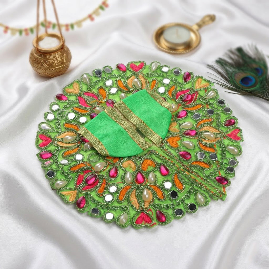 Size 2 Mirror & Stone Work Embroidered Laddu Gopal Dress