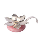 Graceful Silver Lotus Handle Diya with Resin Base