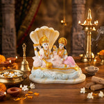 Beautiful Vishnu Ji and Mata Laksmi White Statue
