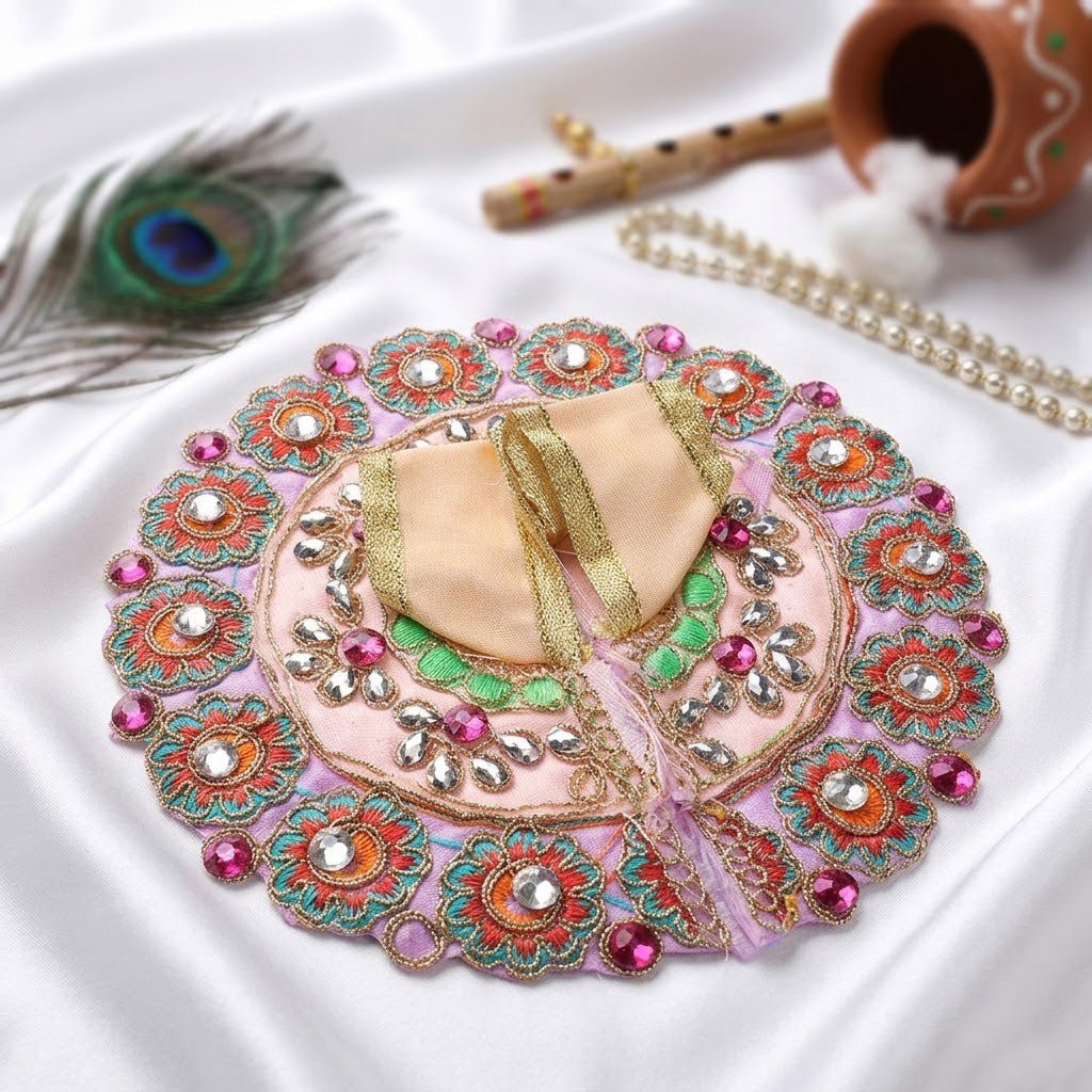 Size No.2 Premium Color Stones Work Laddu Gopal Festive Dress