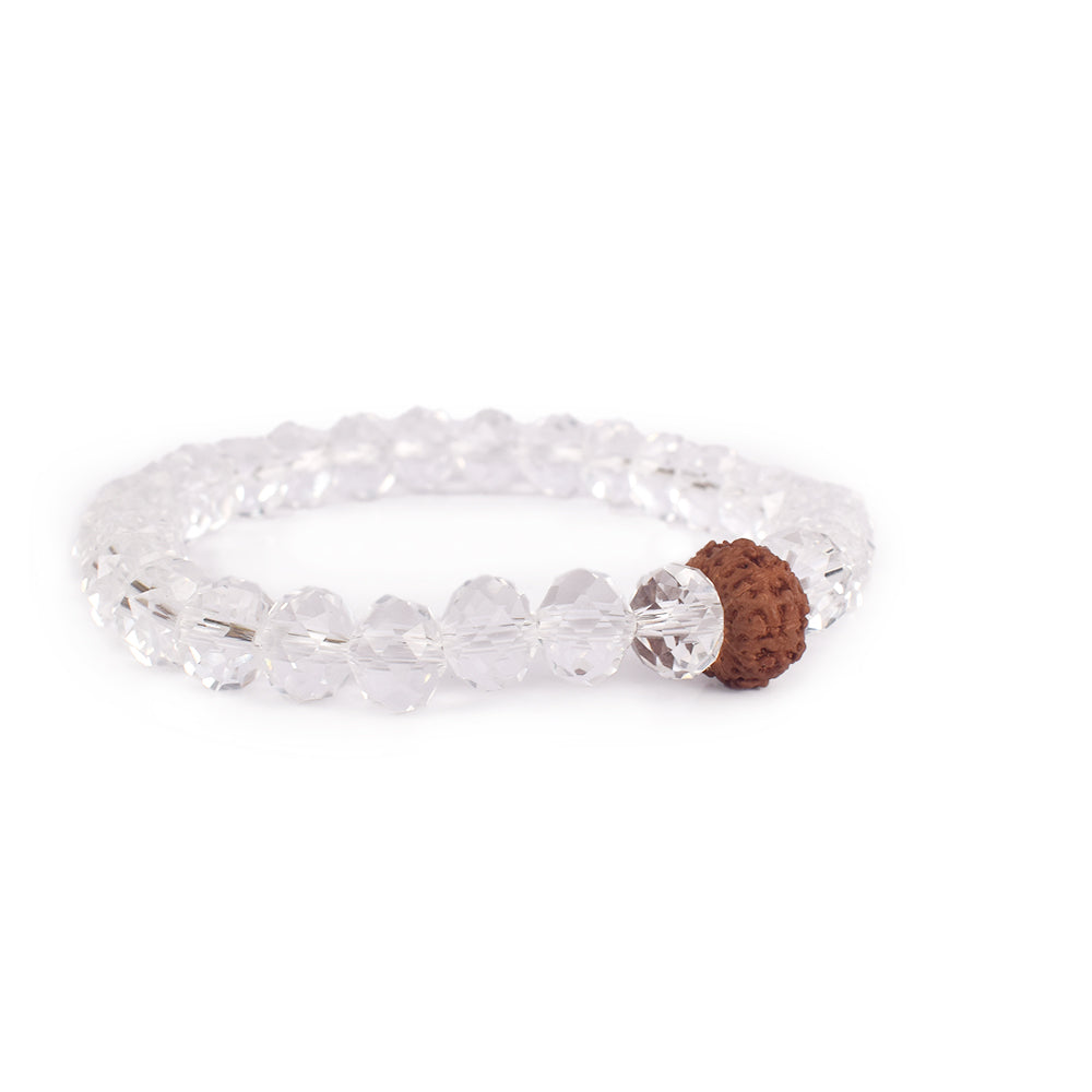 10 Mukhi Rudraksha Glass crystal beads Bracelet