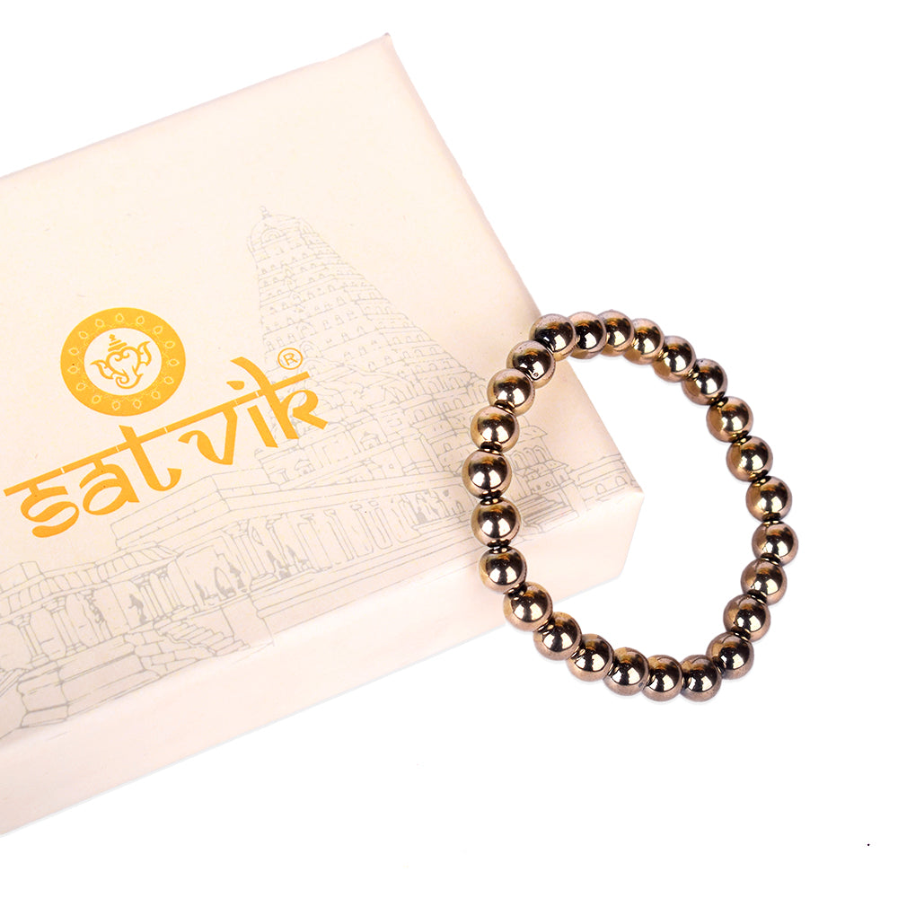Golden Pyrite Beaded Bracelet Stylish Spiritual Wear