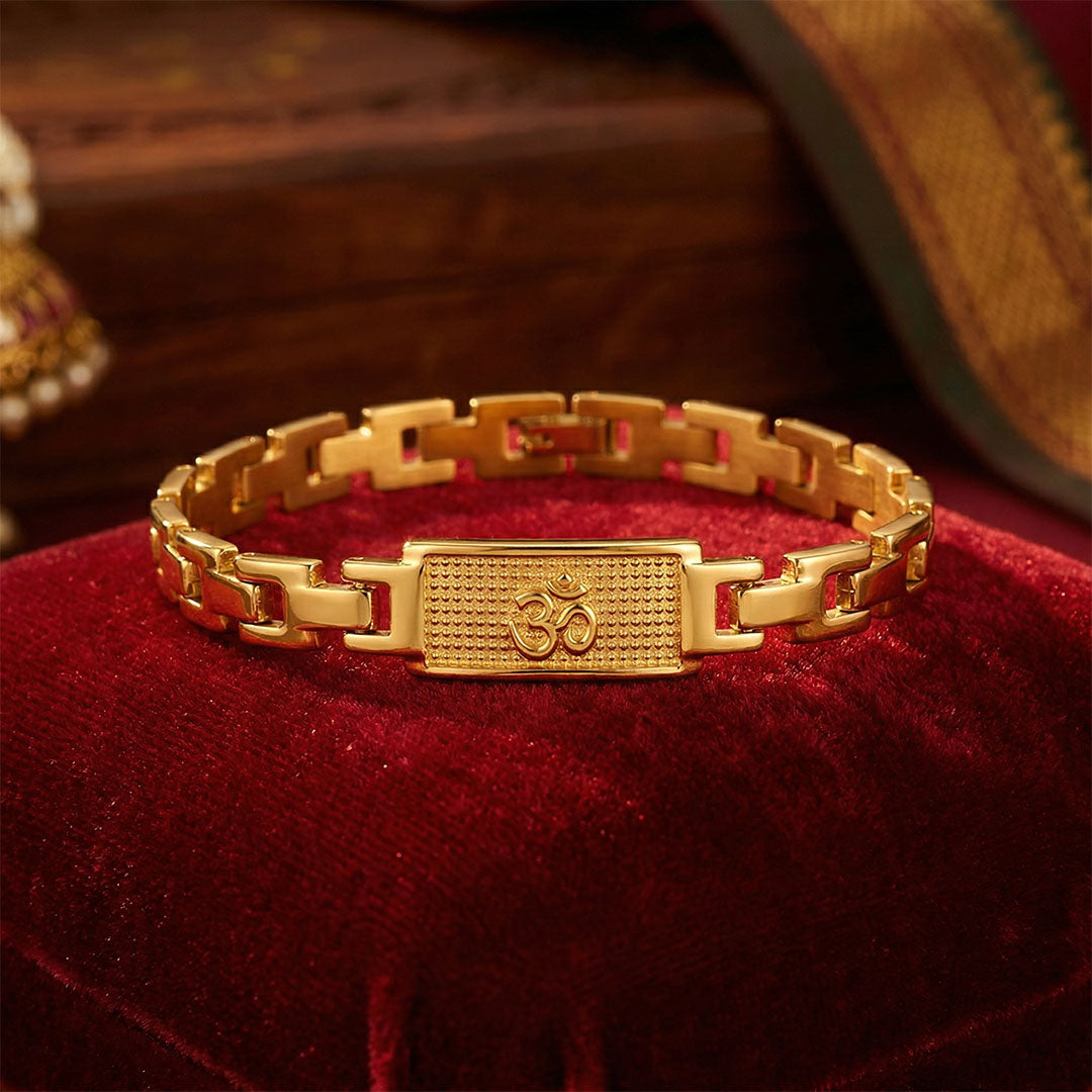 Om Bracelet Gold Plated Minimal Spiritual Premium IGP Coating