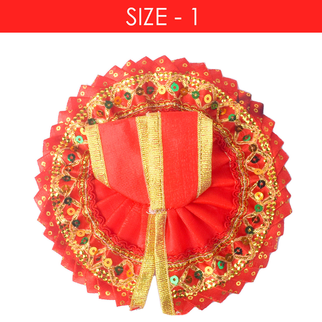 Radiant Crimson Red Laddu Gopal Dress with Golden Border