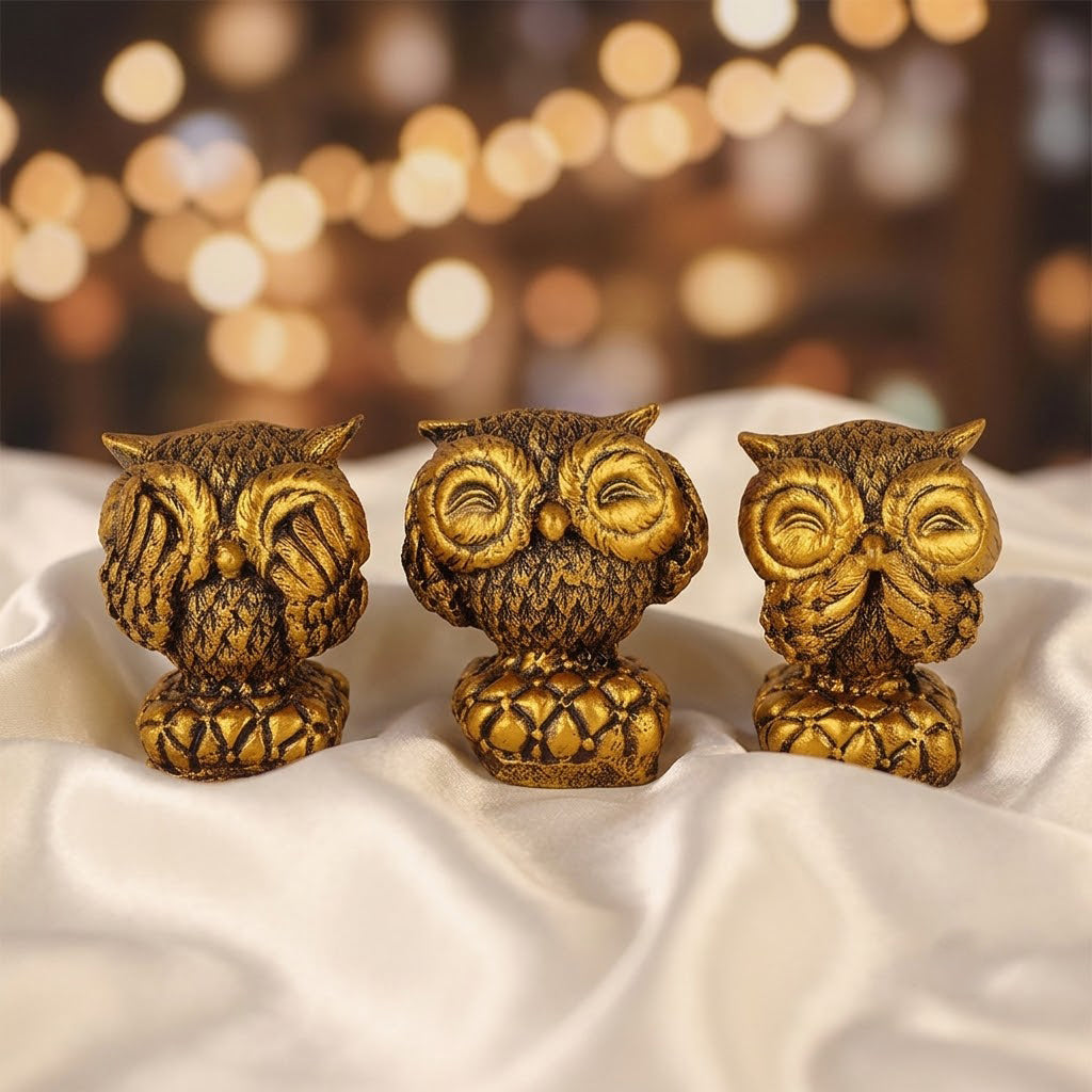 3 Wise Owls Home Decor Figurines Set