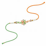 Elegant Pastel Crystal Floral Center Piece Designer Rakhi