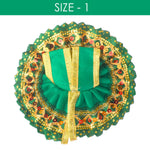 Size -1 Vibrant Green Laddu Gopal Dress with Golden Lattice Border