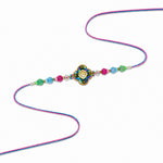 Handcrafted Peacock Feather Motif Meenakari Design Rakhi