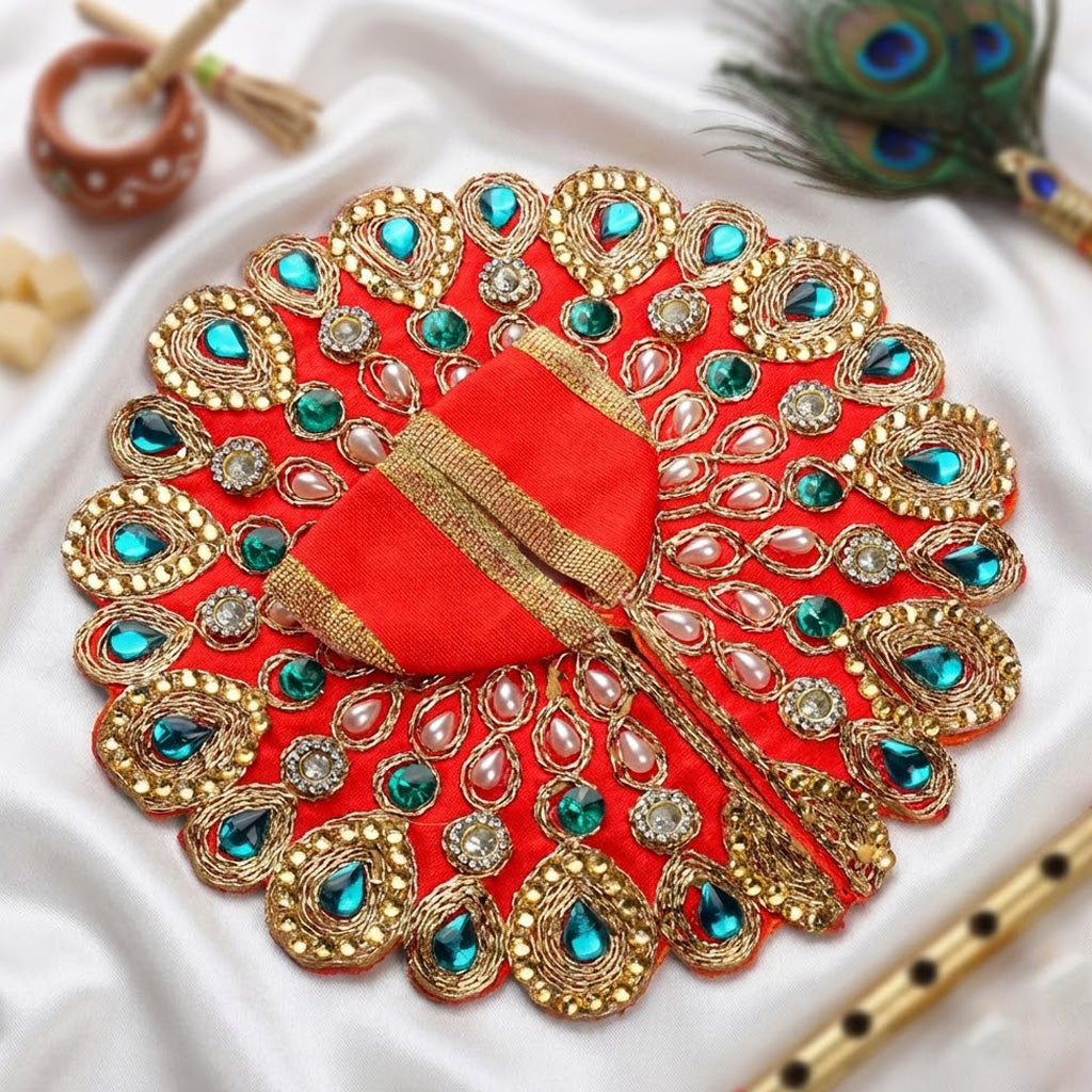 Size 2 Premium Heavy Stone & Pearl Laddu Gopal Dress