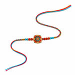 Traditional Royal Floral Meenakari Dial Stone Studded Rakhi