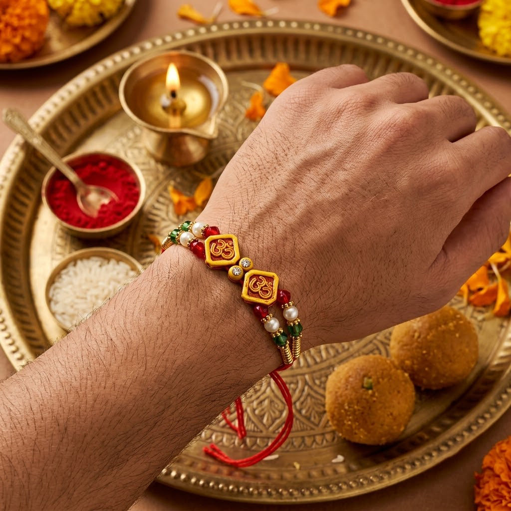 Designer Multicolor and Pearl Rakhi Pack (Set of 5)