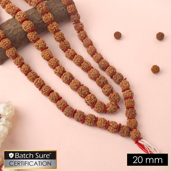 5 Mukhi Rudraksha Kantha Mala with 54 Beads Velvet Thread