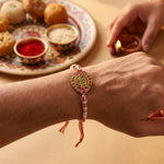 BRO Text Dial and Peacock Meenakari Designer Rakhi (Set of 2)