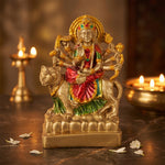 Premium Gold Crimson & Green Maa Durga Resin Statue