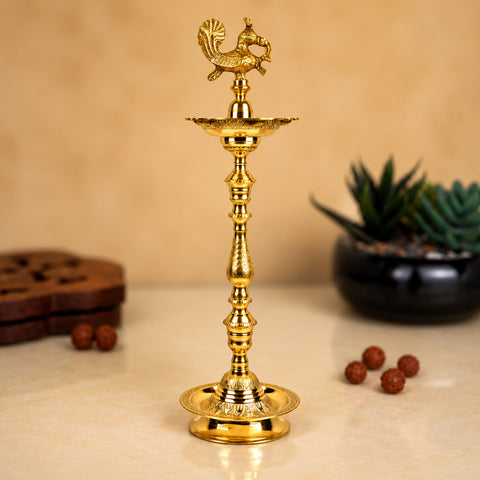 44 Inch Brass Kerala Peacock Samai Deepam Inauguration Lamp
