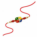Traditional Four Color Enamel Dial Solitaire Stone Rakhi