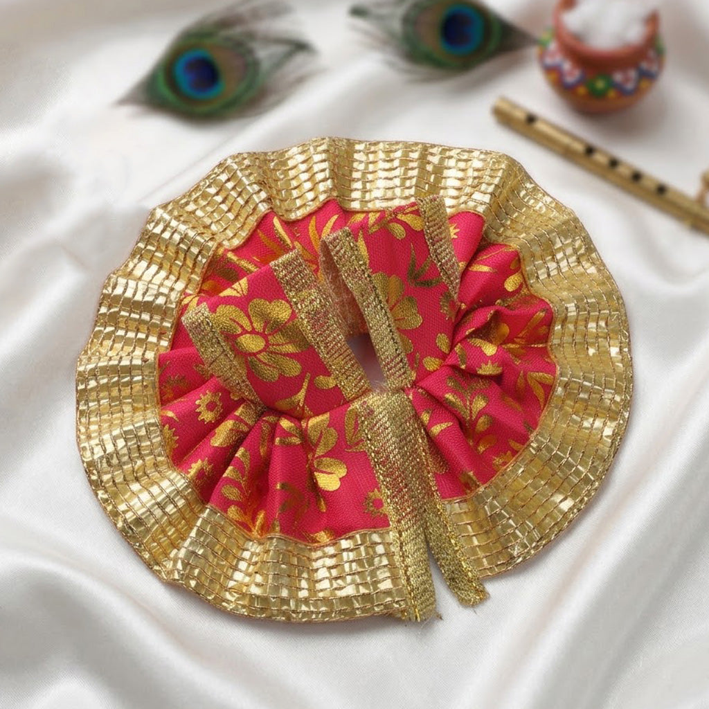 Size 1 Golden Floral Print Laddu Gopal Dress