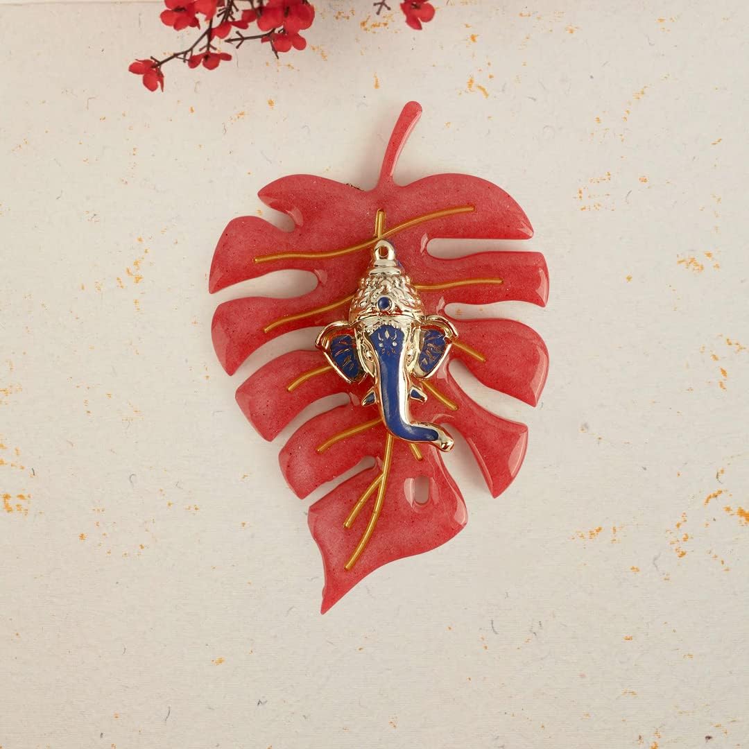 Elegant Classic Finish Ganesha On Leaf Wall Hanging