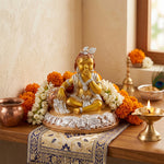 Premium Silver & Gold Laddu Gopal Resin Statue