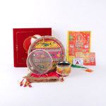 11 Pc Deep Pink Embroidery Karwa Chauth Thali Set