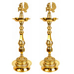 23 Inch 1 Step Brass Embossed Peacock Kerala Stand Diya