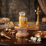 Premium Silver & Gold Shivling Resin Statue