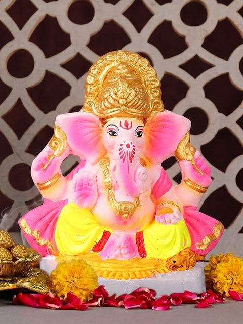 6 Inch Eco Friendly Ganesha Idol in Royal Golden Crown | India’s Largest Pooja Accessories Brand – www.satvikstore.in
