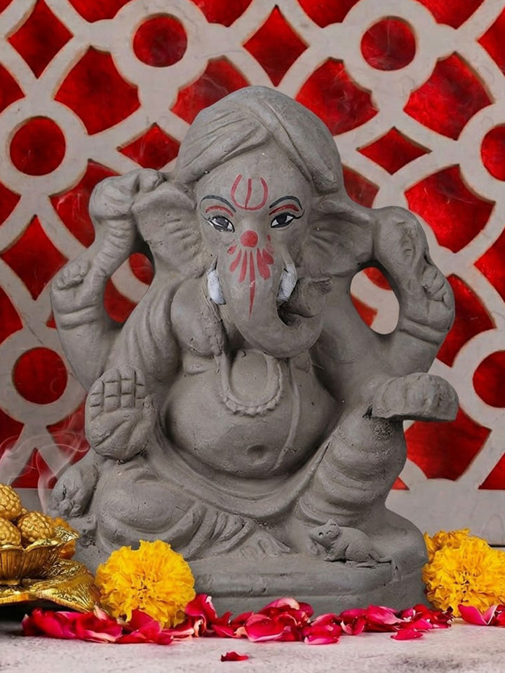 6 Inch Eco Friendly Natural Clay Ganesha Idol | India’s Largest Pooja Accessories Brand – www.satvikstore.in
