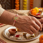 Stone Studded BRO Dial and Swastik Symbol Rakhi (Set of 2)